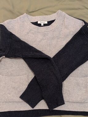 Madewell Two-Tone Ribbed Sweater - Light Gray & Charcoal